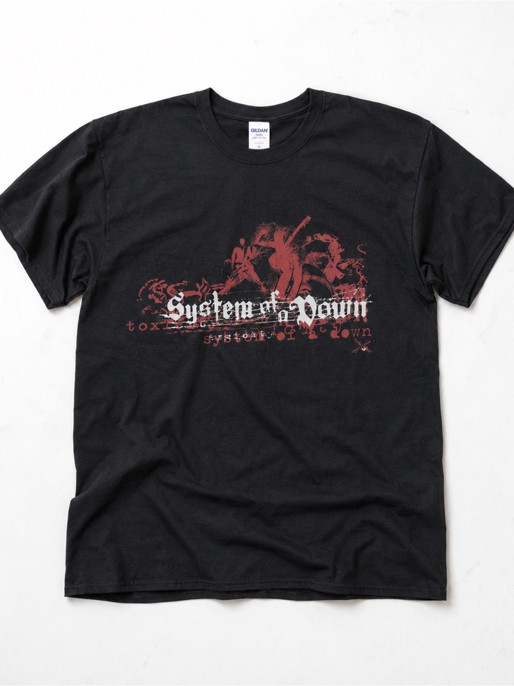 Gildan Black T-Shirt with Red and White System of a Down Graphic
